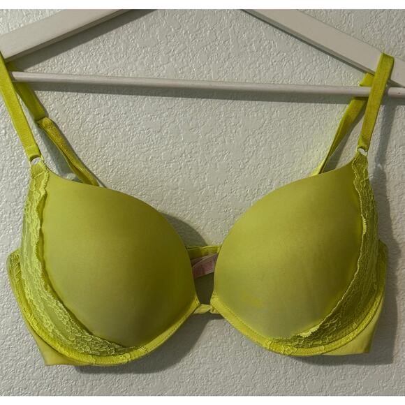 Victoria's Secret Bra Push Up 36D Yellow Lace - Picture 1 of 6